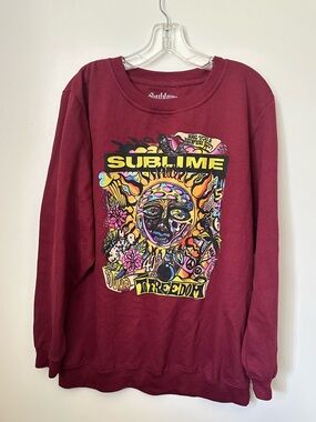 Sublime 40oz To Freedom Graphic Womens Crewneck Pullover Sweatshirt Burgundy 2XL